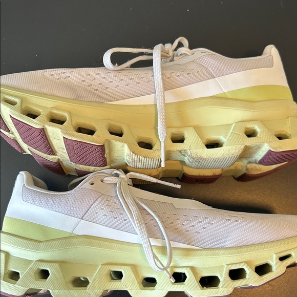 On Cloud Women's Athletic Shoes in White and Yellow - Picture 5 of 8